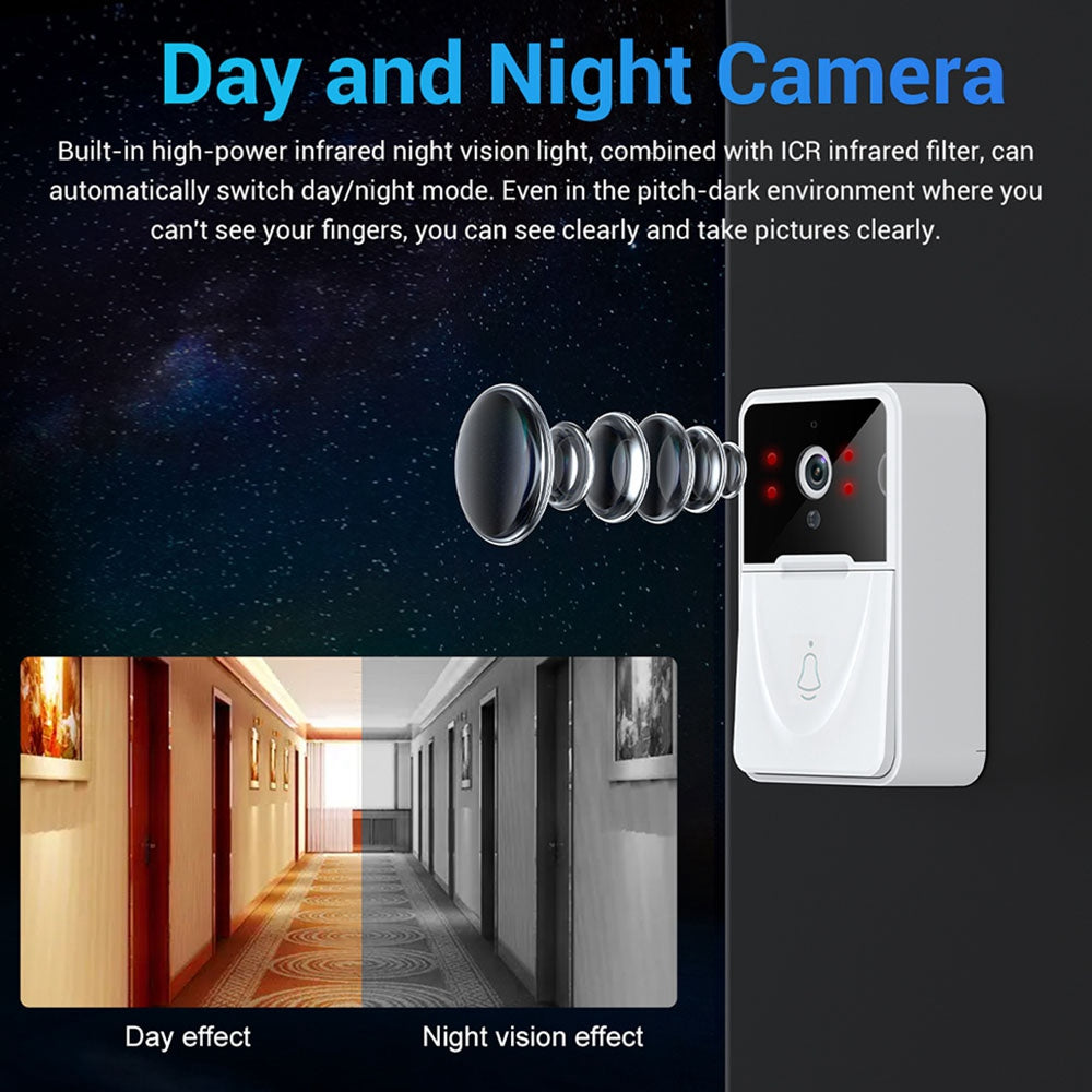 X3 Smart Doorbell Camera Mobile App Video Call Camera Monitor Voice Change Two-way Dialogue Snapshot Function Free Cloud Storage Smart Video Doorbell for Home Security