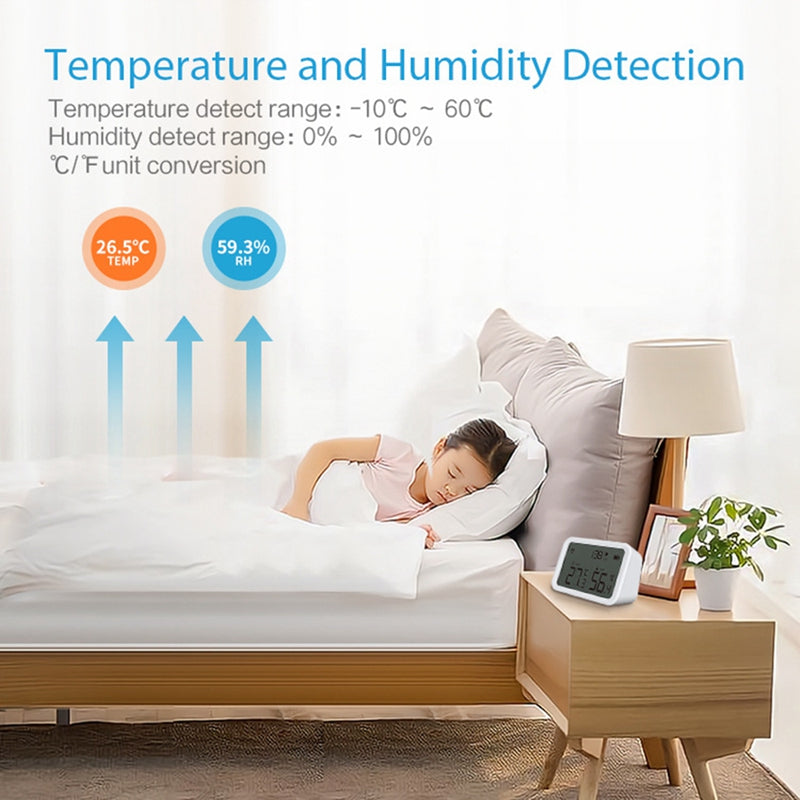 NEO NAS-TH02W Smart WiFi Temperature Humidity Monitor Wireless Luminance Sensor with APP Notification Alerts