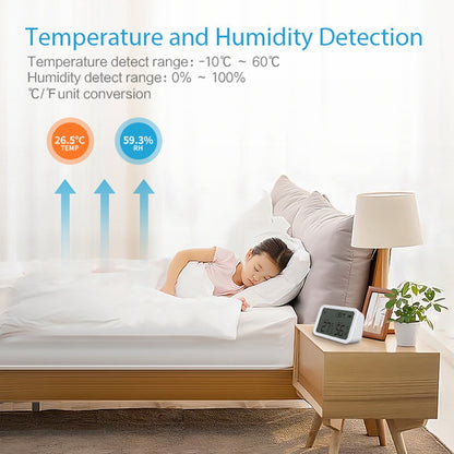 NEO NAS-TH02W Smart WiFi Temperature Humidity Monitor Wireless Luminance Sensor with APP Notification Alerts