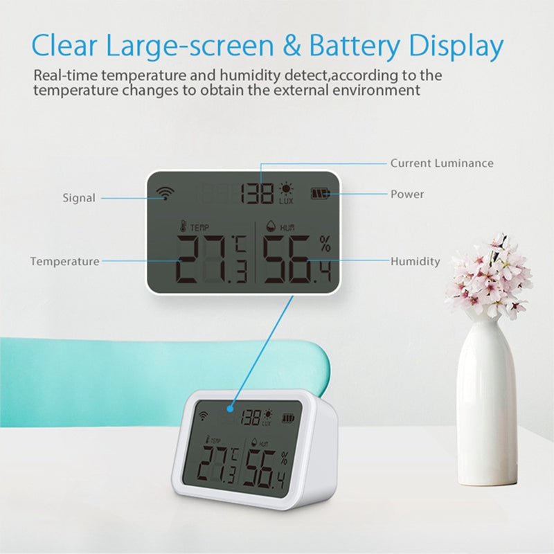 NEO NAS-TH02W Smart WiFi Temperature Humidity Monitor Wireless Luminance Sensor with APP Notification Alerts