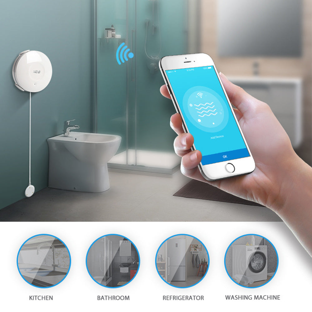 NEO NAS-WS02W WiFi Smart Water Leak Sensor Wireless Flood Sensor  Works for Tuya Smart IFTTT