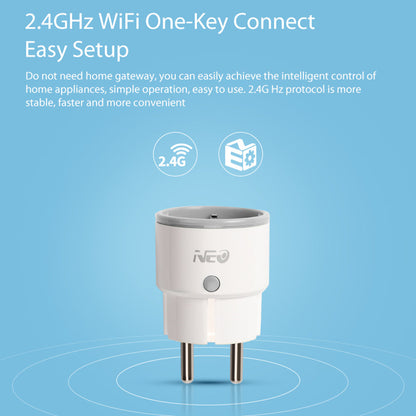 NEO NAS-WR01W-10A Smart Plug 10A Current Compatible with Alexa Google Mini Smart Outlet WiFi Socket Remote Control - EU Plug