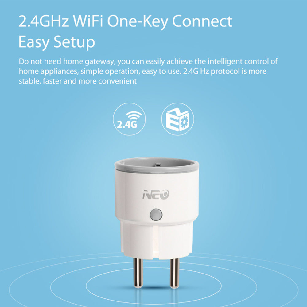 NEO NAS-WR01W-16A Smart Home WiFi Plug 16A Current Mini Outlet Socket Remote Control Compatible with Alexa Google - EU Plug