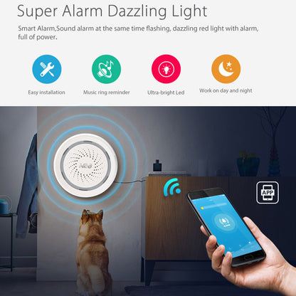 NEO NAS-AB02W Smart Wireless Alarm 2.4GHz WiFi Mini Siren Alarm Support Mobile Phone Control for Home (USB Powered)