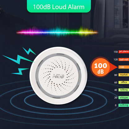 NEO NAS-AB02W Smart Wireless Alarm 2.4GHz WiFi Mini Siren Alarm Support Mobile Phone Control for Home (USB Powered)