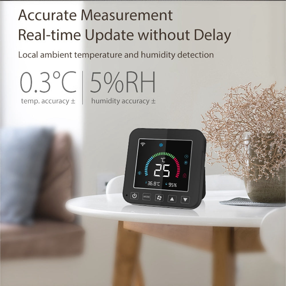 NEO NAS-RT01W WiFi Smart Air Conditioner Controller with LED Color Screen Temperature and Humidity Infrared Thermostat Air Conditioning Thermostat for Home