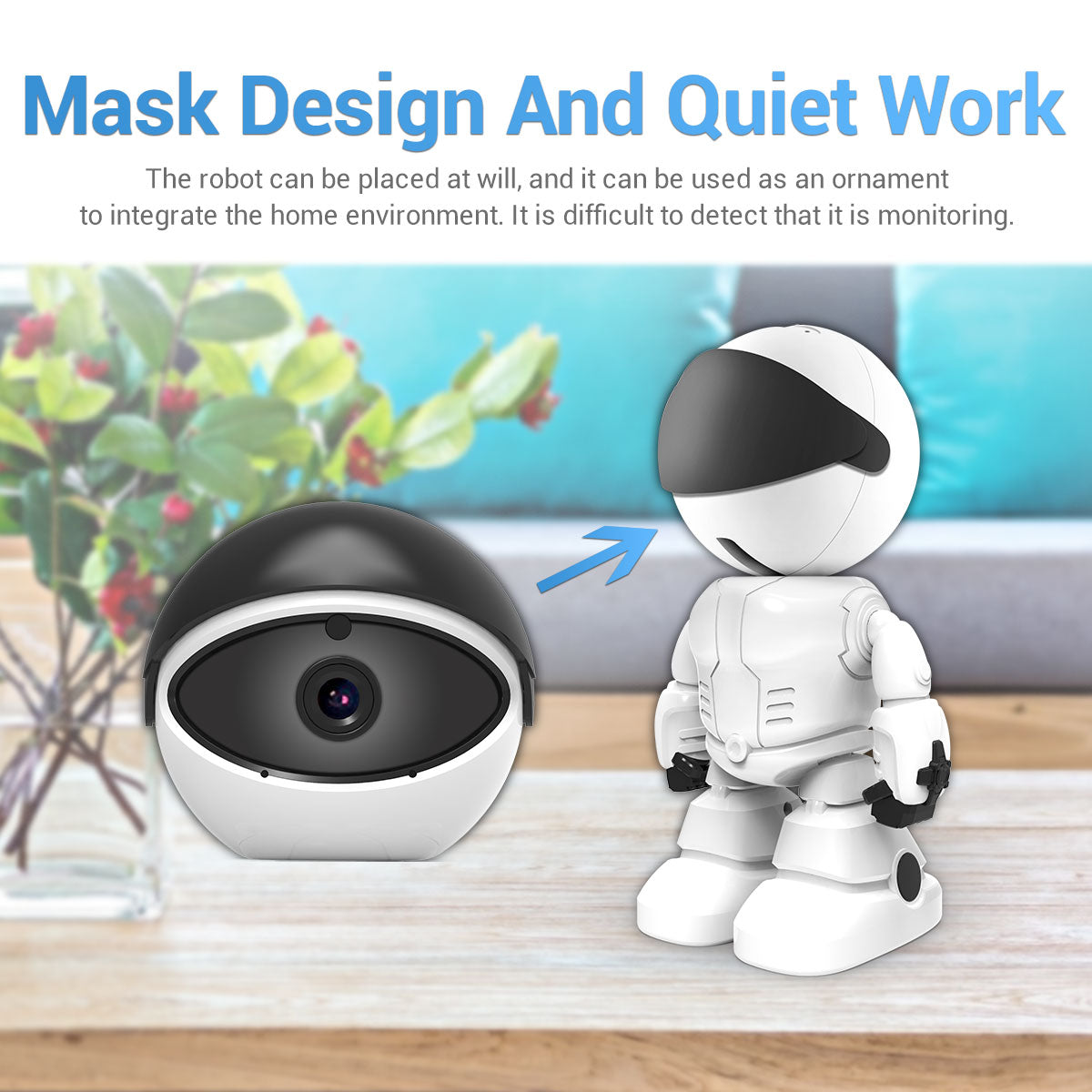 ESCAM PT205 1080P Robot Camera with Day / Night Vision Wireless WiFi IP Camera Support Auto Tracking, Two-way Audio for Home Security