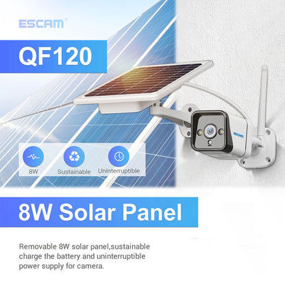 ESCAM QF120 1080P WIFI PIR Alarm IP Camera With Solar Panel Full Color Night Vision Two Way Audio IP66 [without Battery]