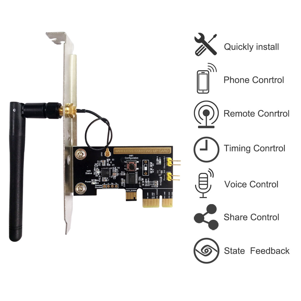 SANT-SUD01 WiFi Smart Switch Computer Remote Power Supply Controller ON/OFF Reset Switch Board Module w/Antenna