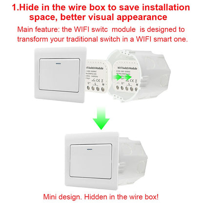 TY-WIFI-S02 APP Remote Control WiFi Smart Light Switch Relay DIY Module Work with Alexa Echo Google Home