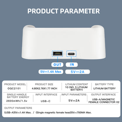 HIBLOKS OQC2101 Magnetic Charging Base Dock for Oculus Quest 2 VR Glasses Handles