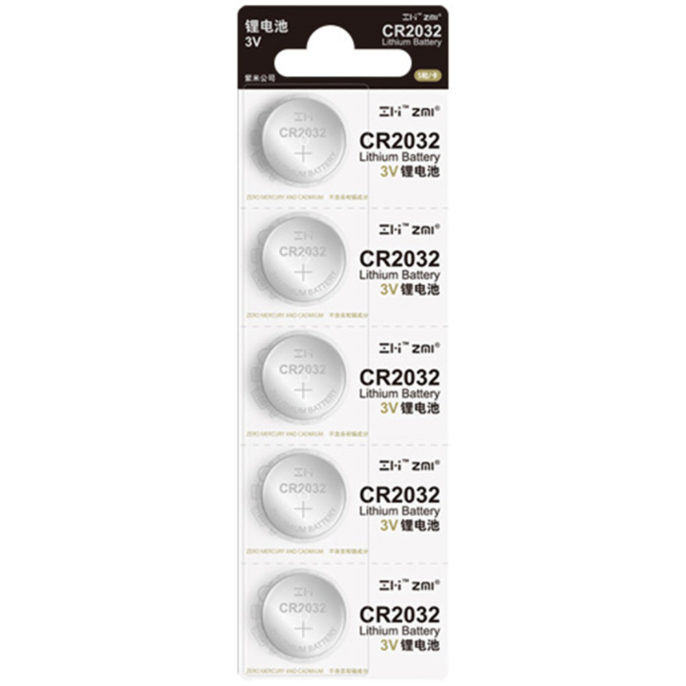 ZMI 5-Pack CR2032 3V Lithium Coin Cell Battery Replacement for Watch, Toys, Remote Control, Other Electronic Devices