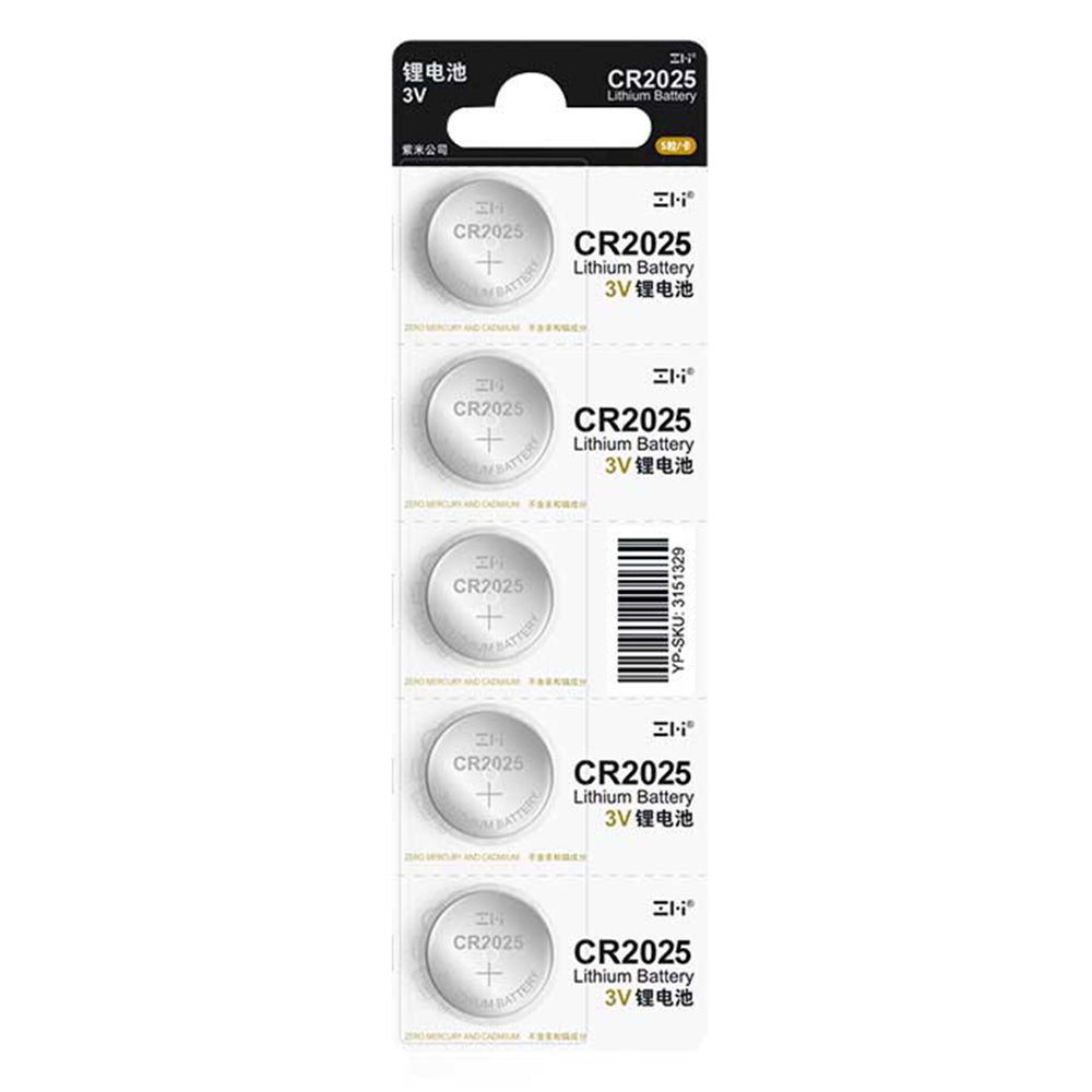 ZMI 5-Pack CR2025 3V Mini Size Lithium Coin Cell Replacement 160mAh Battery