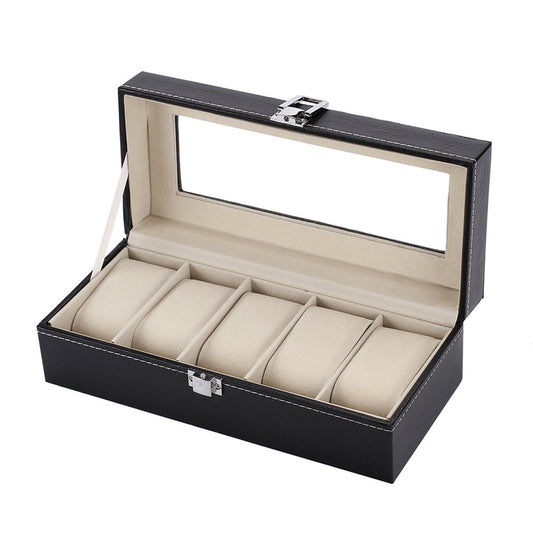 Watch Box Watch Display Case Storage Organizer Box 5-Grid Watch Box Case