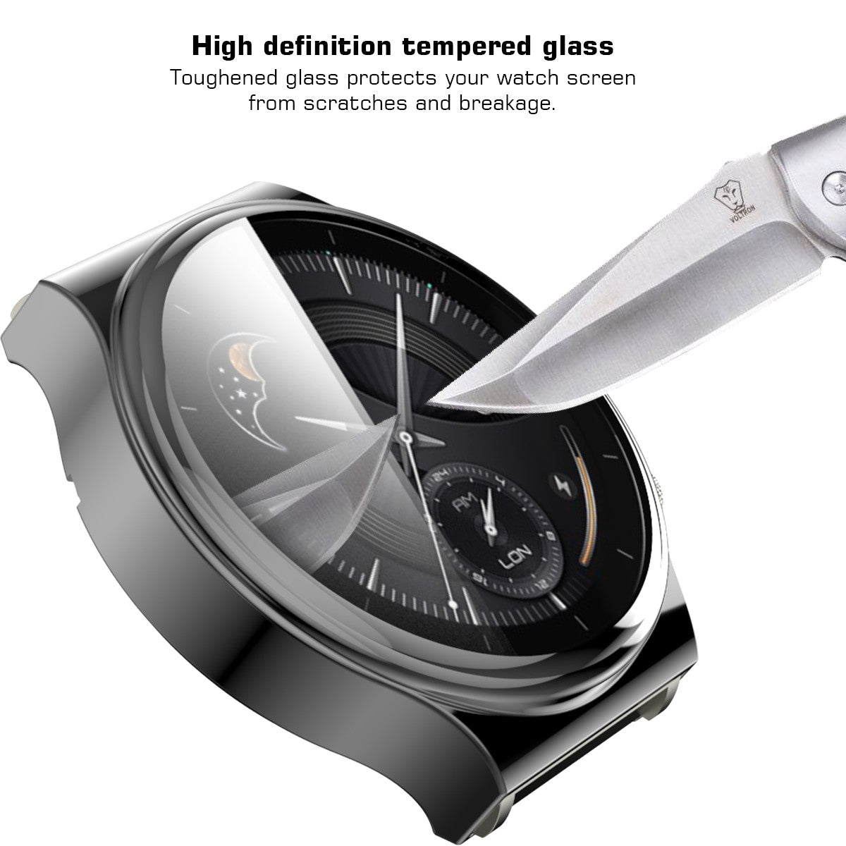 Tempered Glass Screen Protector Electroplated TPU Frame Case for Huawei Watch GT 2 Pro/Classic/Sport