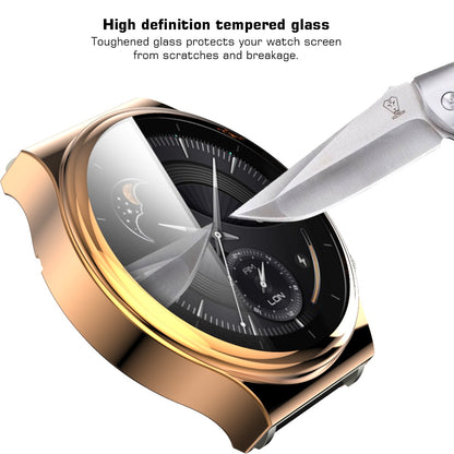 Tempered Glass Screen Protector Electroplated TPU Frame Case for Huawei Watch GT 2 Pro/Classic/Sport