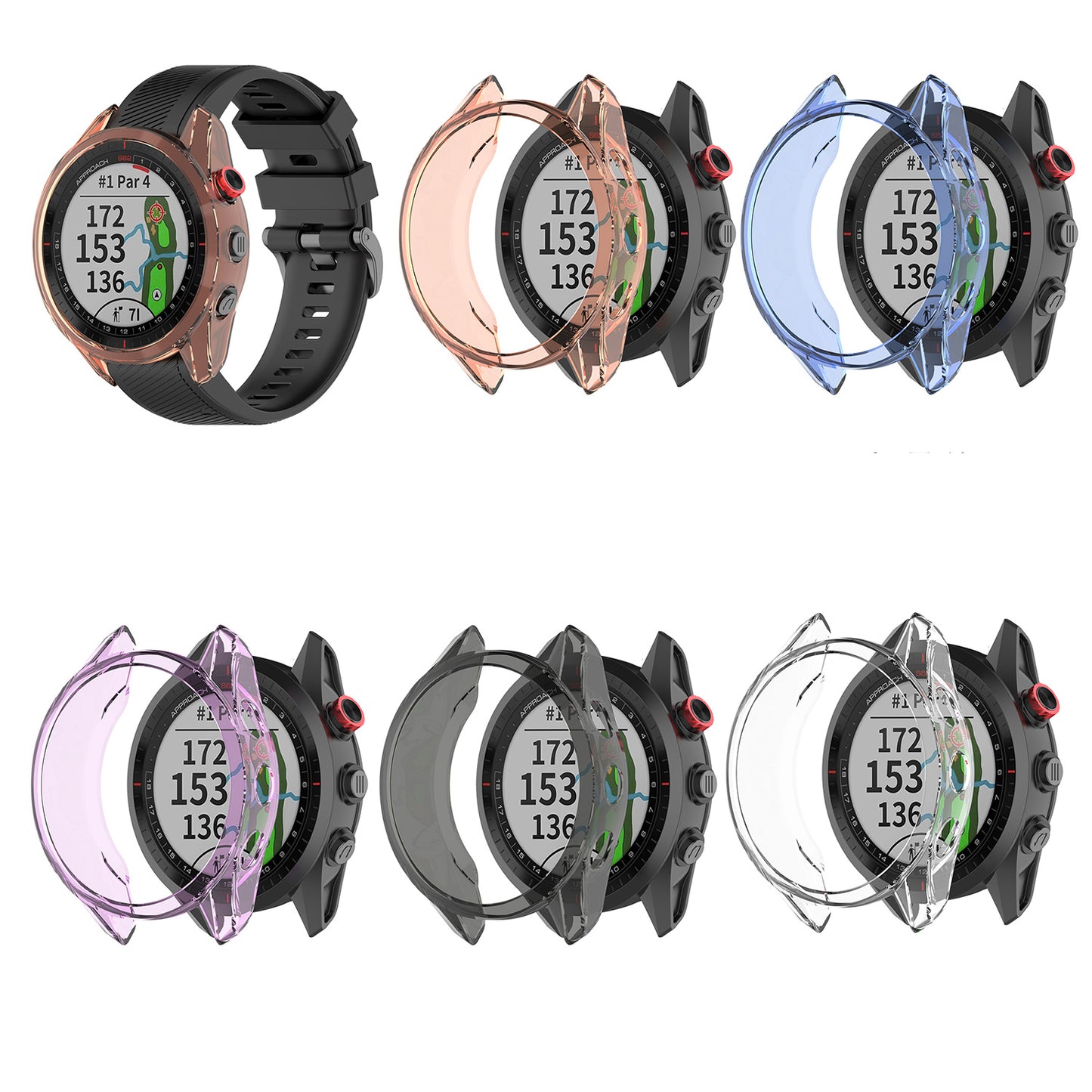 Transparent Flexible TPU Protective Watch Case for Garmin Approach S62