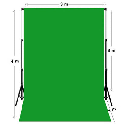 3*4m Green Backdrop Background Screen with 4 Clamps and 3m Telescopic Stand for Photo Video Studio Photography