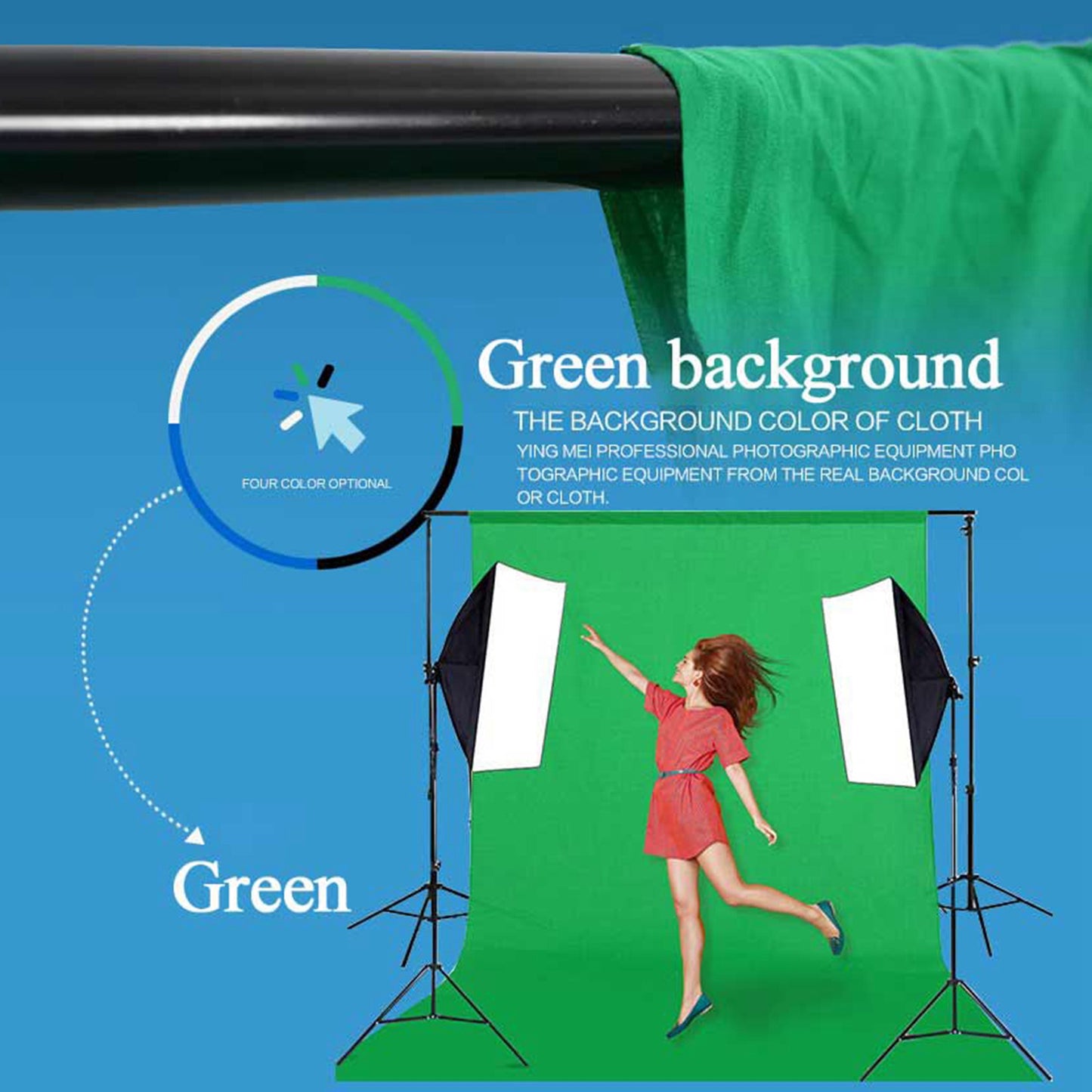 2*1.5m Photo Video Studio Photography Foldable Backdrop for Green Screen or Chroma Key Photos