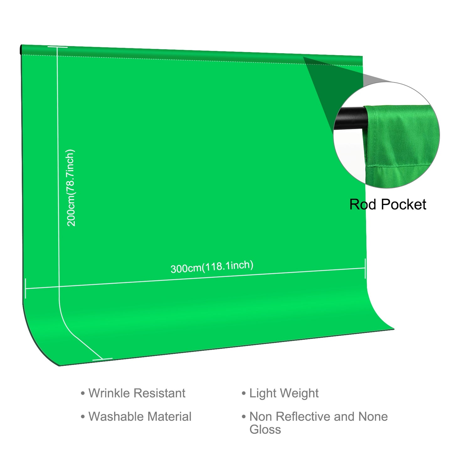 PULUZ PU5214 3x2m Backdrop Cloth for Photo Studio Green Screen Chroma Key 120g Thicken Photography Background