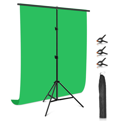 PULUZ PU5204G 1x2m 120g Thicken Background with T-shape Stand and 3 Clamps for Photo Studio Green Screen Chroma Key Photography Backdrop