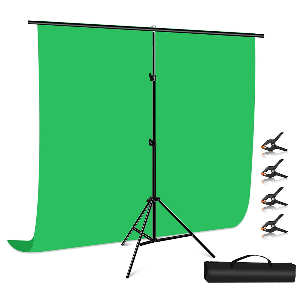 PULUZ PU5205G 2x2m Photo Studio Photography Backdrop Kit Set 120g Thicken Background with T-shape Stand and 4 Clamps