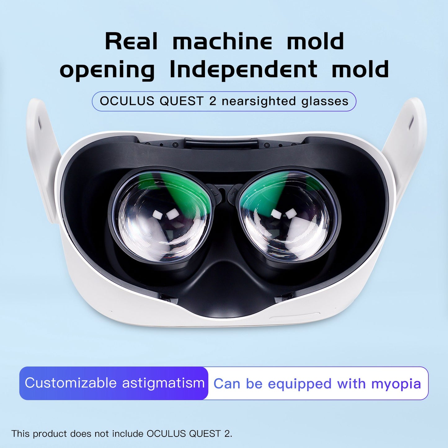 QISYKER 1 Pair VR Glasses Myopia Lens for Oculus Quest 2, 0-500 Degrees Myopia/50-200 Degrees Astigmatism/1.56 Lens