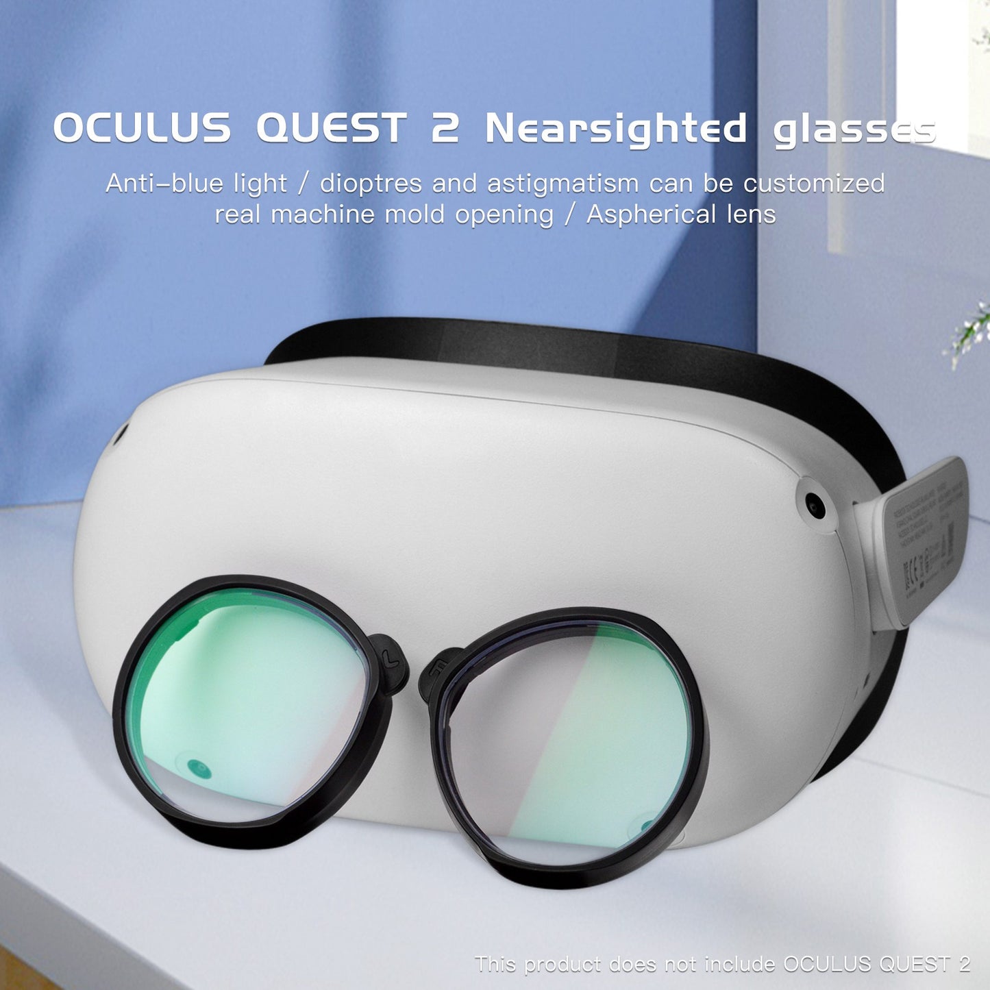 QISYKER 1 Pair Short-sighted Eyeglass Myopia Lens for Oculus Quest 2, Anti Blue Light/0-500 Degrees Myopia/50-200 Degrees Astigmatism/1.56 Lens