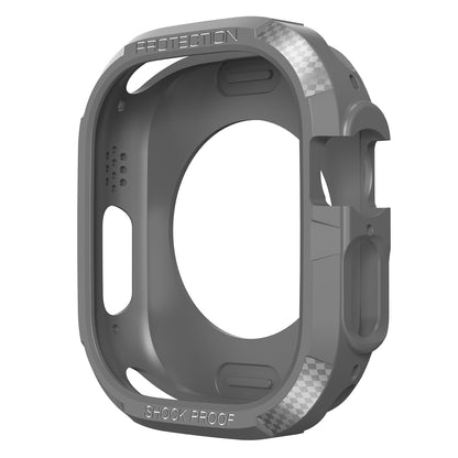 For Apple Watch Ultra 49mm Carbon Fiber Texture TPU Watch Case Cushion Reinforced Corners Shockproof Protective Bumper Frame Cover