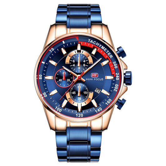 MINI FOCUS 0218G Fashion Men&#39;s Watch Luminous Waterproof Chronograph Quartz Wrist Watch