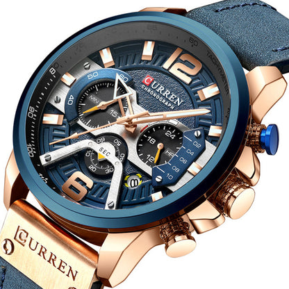 CURREN Men&#39;s Watch Sports Watch Waterproof Wristwatch Casual Leather Strap Watch