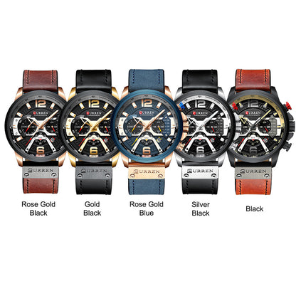 CURREN Men&#39;s Watch Sports Watch Waterproof Wristwatch Casual Leather Strap Watch