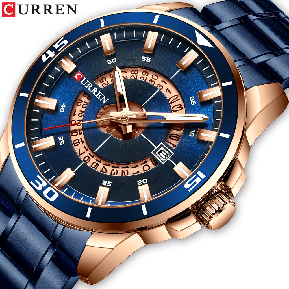 CURREN M8359 Bussiness Style Waterproof Men Quartz Watch Stainless Steel Strap Luminous Wristwatch