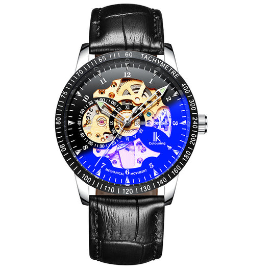 IKCOLOURING Hollow Automatic Mechanical Movement Watch Leather Band