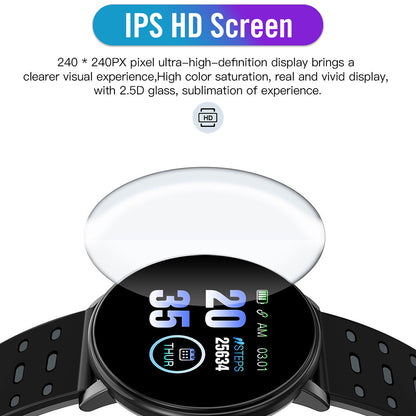 119PLUS 1.3-inch Round Screen Smart Watch Fitness Tracker IP65 Waterproof Sports Watch with Heart Rate Monitoring