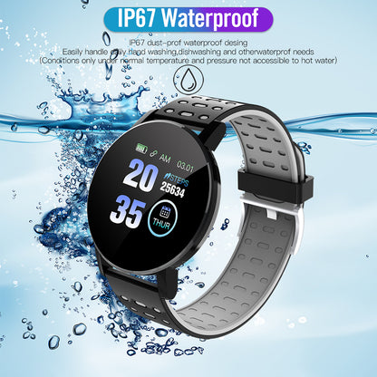 119PLUS 1.3-inch Round Screen Smart Watch Fitness Tracker IP65 Waterproof Sports Watch with Heart Rate Monitoring