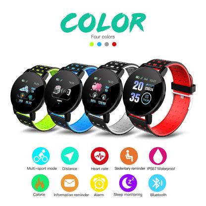 119PLUS 1.3-inch Round Screen Smart Watch Fitness Tracker IP65 Waterproof Sports Watch with Heart Rate Monitoring