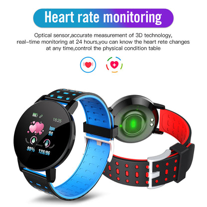 119PLUS 1.3-inch Round Screen Smart Watch Fitness Tracker IP65 Waterproof Sports Watch with Heart Rate Monitoring