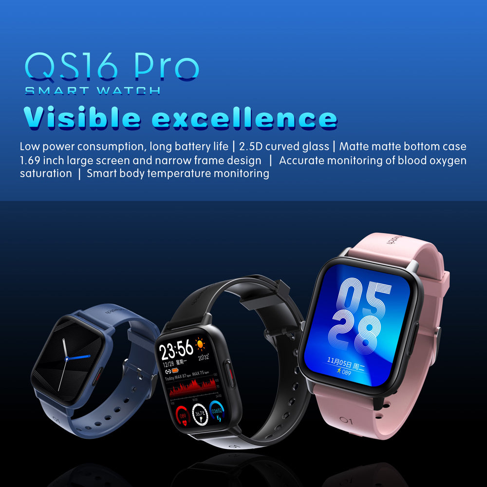 QS16 Pro DIY Watch Face Waterproof Full Touch Screen Bluetooth 5.0 Sports Fitness Tracker Smart Watch