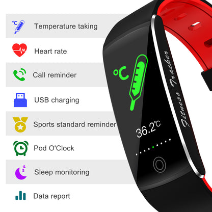 F10T Fitness Bracelet Intelligent Body Temperature Heart Rate Monitor Smart Watch