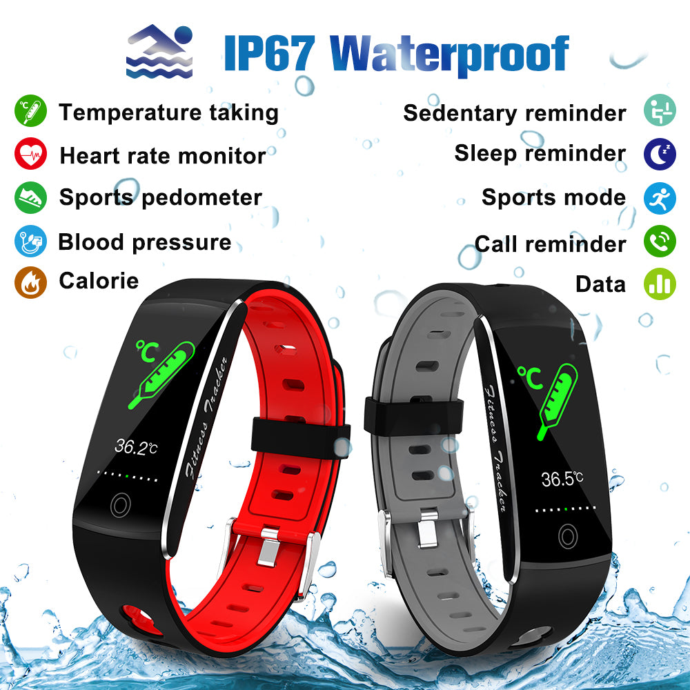 F10T Fitness Bracelet Intelligent Body Temperature Heart Rate Monitor Smart Watch