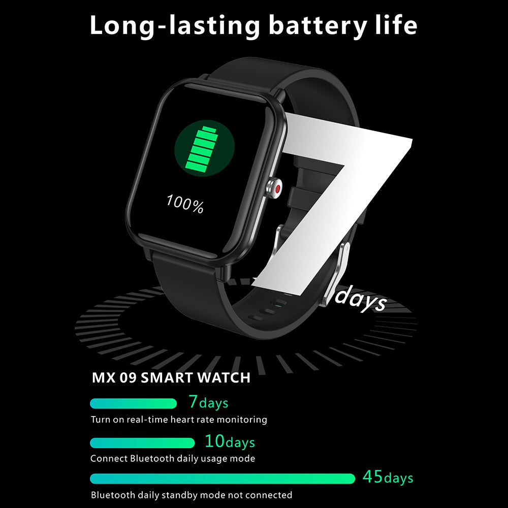 MX09 1.7 inch Bluetooth Call Heart Rate Blood Pressure Monitor Smart Watch Fitness Tracker Sport Smartwatch