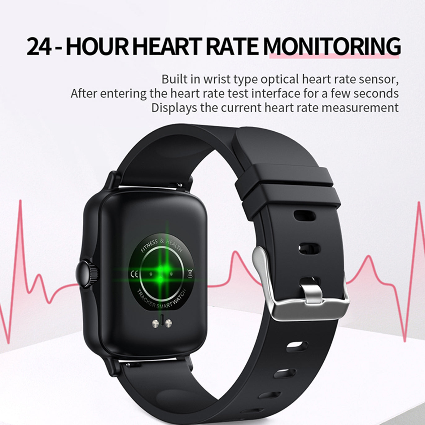 PTONE Stylish Sports Fitness Square Smart Watch Waterproof Bluetooth Heart Rate Sleep Health Monitoring Smart Bracelet