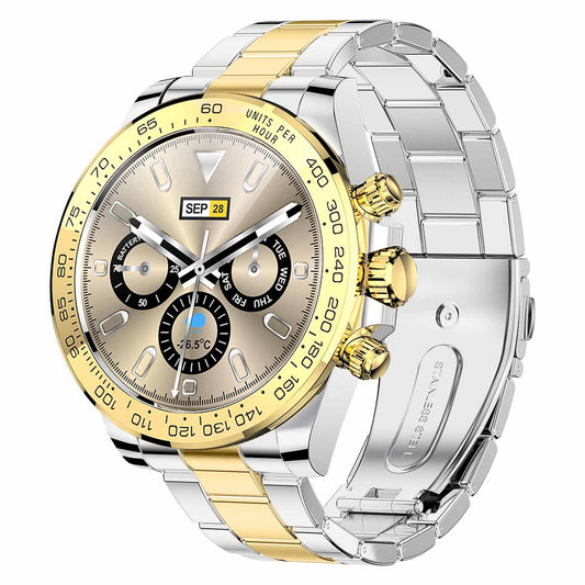 AW13 1.3inch Display IP68 Waterproof Business Bracelet Heart Rate Monitoring Smart Watch - Gold/Stainless Steel Strap