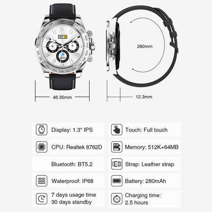 AW13 1.3inch Display IP68 Waterproof Business Bracelet Heart Rate Monitoring Smart Watch - Gold/Stainless Steel Strap