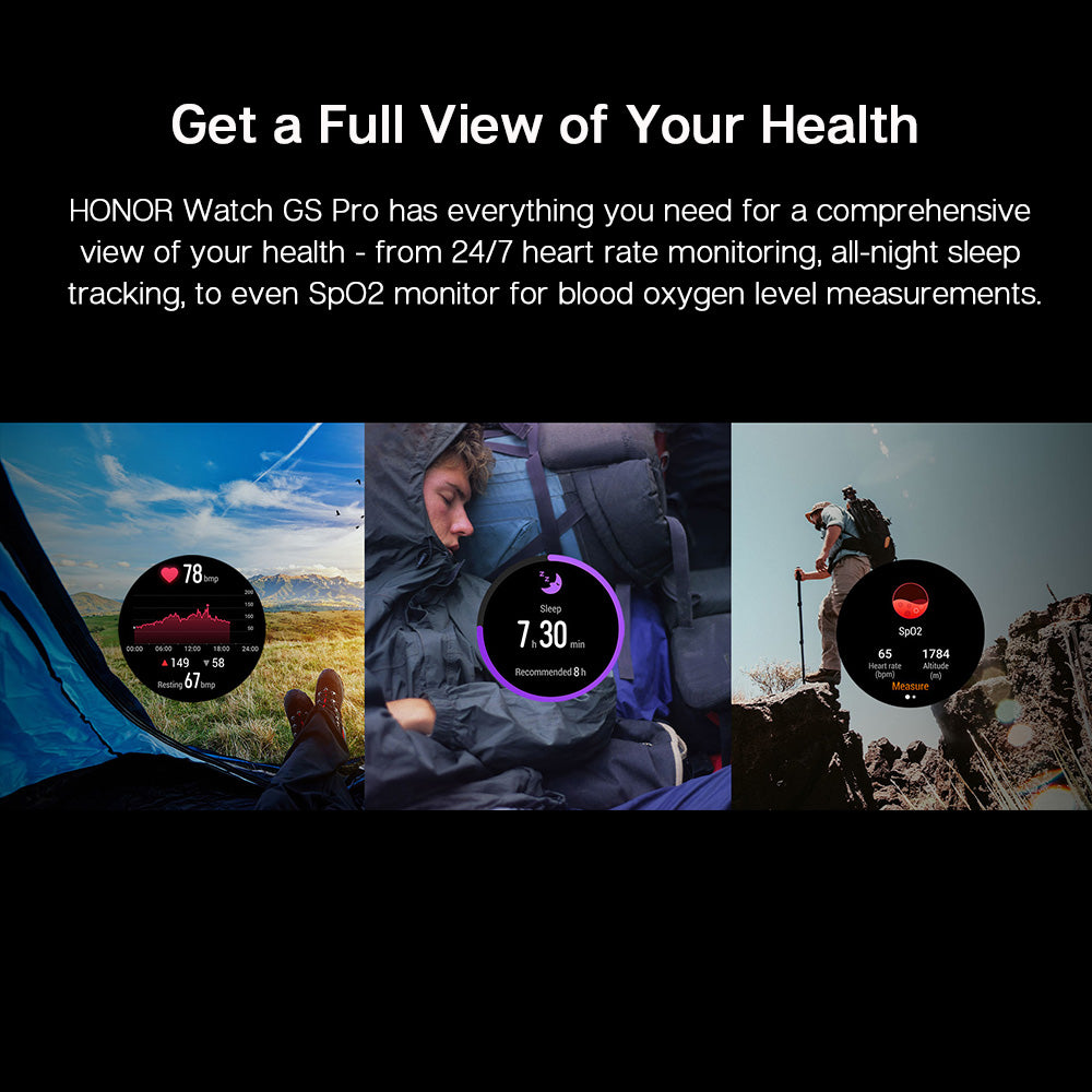 HONOR KAN-B19 Honor GS Pro Sports Watch SpO2 Smart Watch Heart Rate Monitoring Bluetooth Call 5ATM Waterproof Watch for Men (Sports Version)