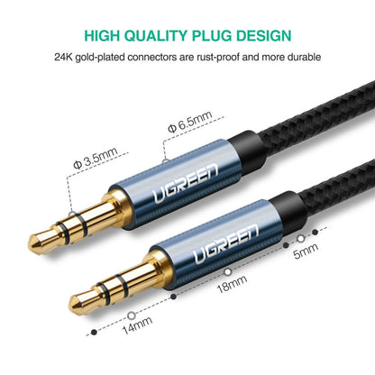 UGREEN 10686 1.5 Meters 3.5mm Male to Male Stereo Audio Cable for Smartphone/MP3 Player/Tablet/Car Player