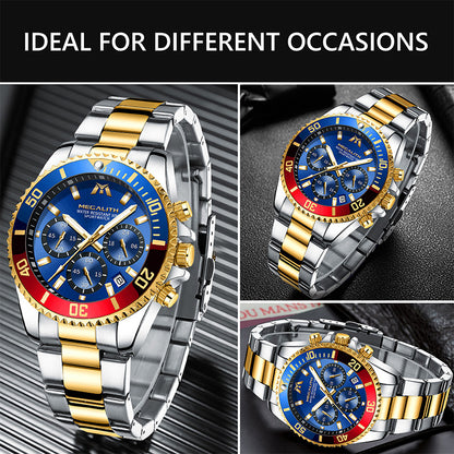 MEGALITH 8046 Anti-knock Hands Quartz Watches Fashion Business Watch Support 3ATM Waterproof for Men