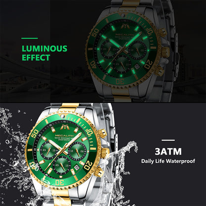 MEGALITH 8046 Anti-knock Hands Quartz Watches Fashion Business Watch Support 3ATM Waterproof for Men