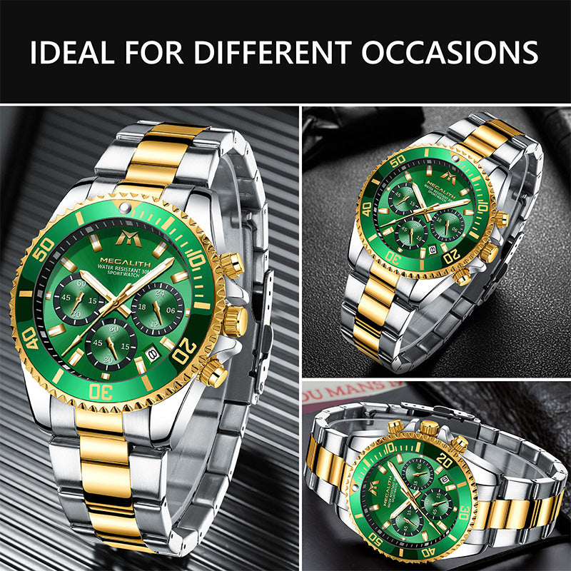 MEGALITH 8046 Anti-knock Hands Quartz Watches Fashion Business Watch Support 3ATM Waterproof for Men